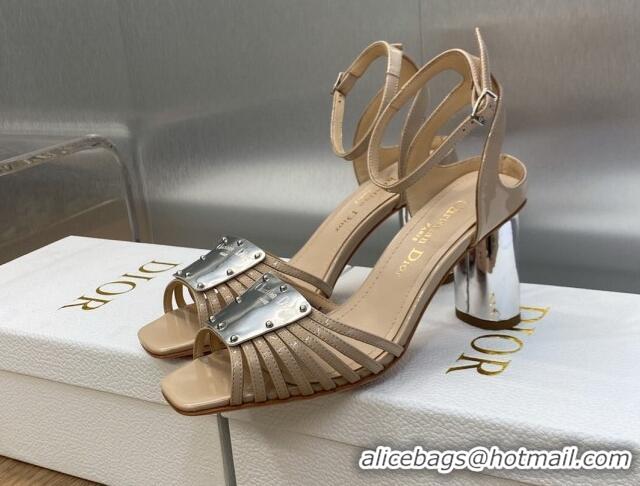 Most Popular Dior La Parisienne Heeled Sandals 8.5cm in Patent Leather Beige 718084