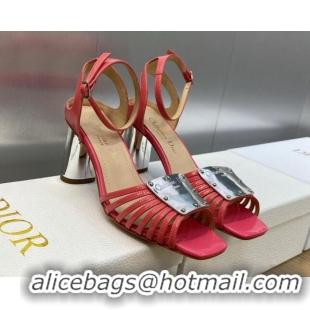 Discount Dior La Parisienne Heeled Sandals 8.5cm in Patent Leather Pink 718085