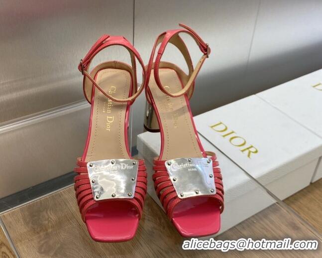 Discount Dior La Parisienne Heeled Sandals 8.5cm in Patent Leather Pink 718085