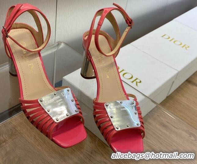 Discount Dior La Parisienne Heeled Sandals 8.5cm in Patent Leather Pink 718085