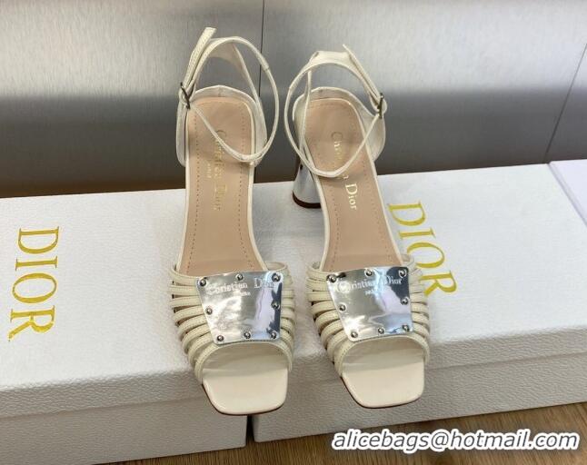 Duplicate Dior La Parisienne Heeled Sandals 8.5cm in Patent Leather White 718086