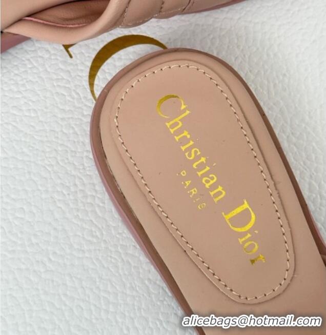 Low Price Dior Foldover Flat Slide Sandals in Cannage Lambskin Pink 724065