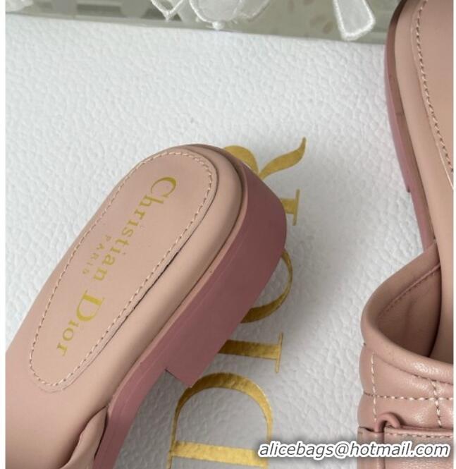 Low Price Dior Foldover Flat Slide Sandals in Cannage Lambskin Pink 724065