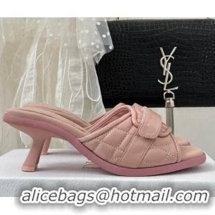 Sophisticated Dior Foldover Heel Slide Sandals 6.5cm in Cannage Lambskin Pink 724067