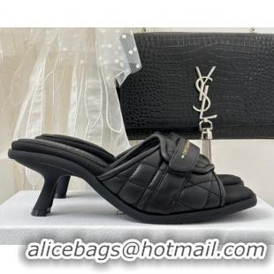 Hot Style Dior Foldover Heel Slide Sandals 6.5cm in Cannage Lambskin Black 724068