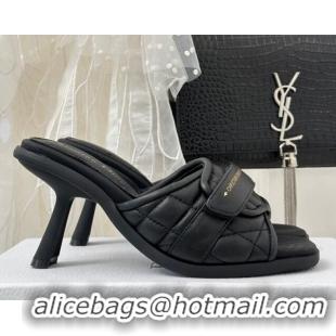 Stylish Luxury Dior Foldover Heel Slide Sandals 8cm in Cannage Lambskin Black 724070