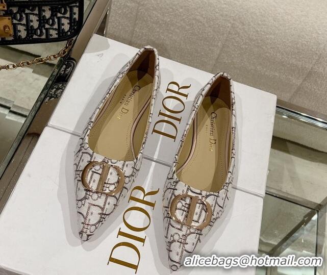 Perfect Dior Oblique Canvas Pointed Ballet Flat Light Grey 724072