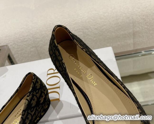 Discount Dior Oblique Canvas Pointed Ballet Flat Gold 724076