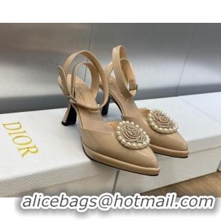 Unique Discount Dior Rose Pumps 8cm in Patent Leather Nude 724079