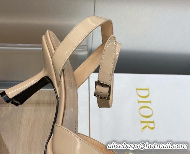 Unique Discount Dior Rose Pumps 8cm in Patent Leather Nude 724079