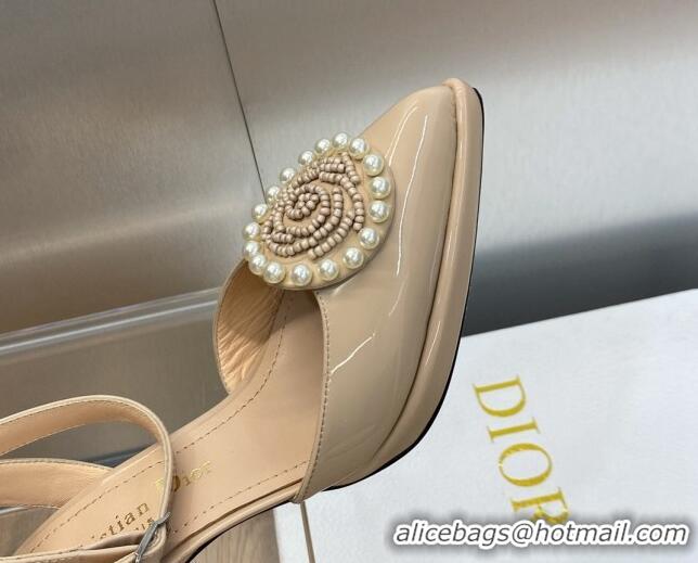 Unique Discount Dior Rose Pumps 8cm in Patent Leather Nude 724079