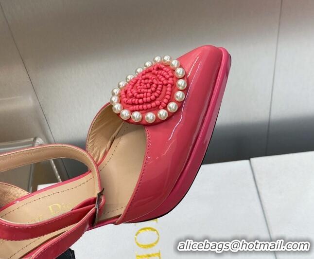 Stylish Dior Rose Pumps 8cm in Patent Leather Pink 724080