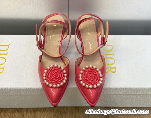 Stylish Dior Rose Pumps 8cm in Patent Leather Pink 724080