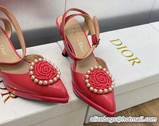 Stylish Dior Rose Pumps 8cm in Patent Leather Pink 724080