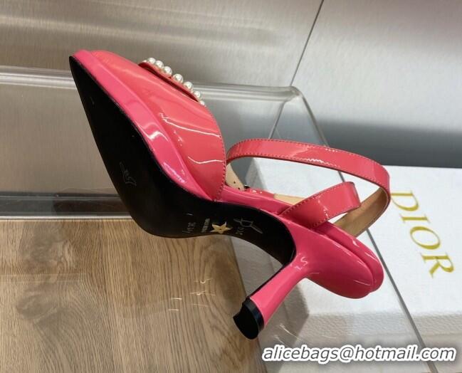 Stylish Dior Rose Pumps 8cm in Patent Leather Pink 724080