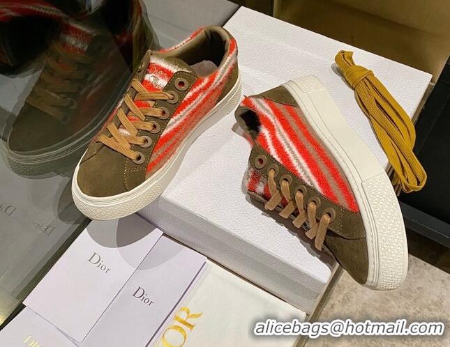 Grade Quality Dior Tears B33 Sneakers in Red Multicolor Fur and Brown Suede 831048