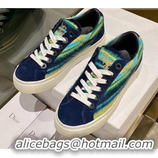 Stylish Dior Tears B33 Sneakers in Multicolor Fur and Suede Navy Blue 831049