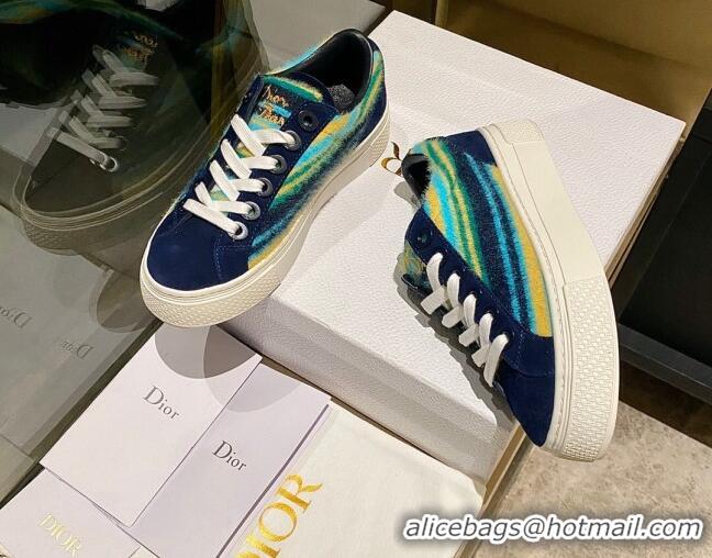 Stylish Dior Tears B33 Sneakers in Multicolor Fur and Suede Navy Blue 831049