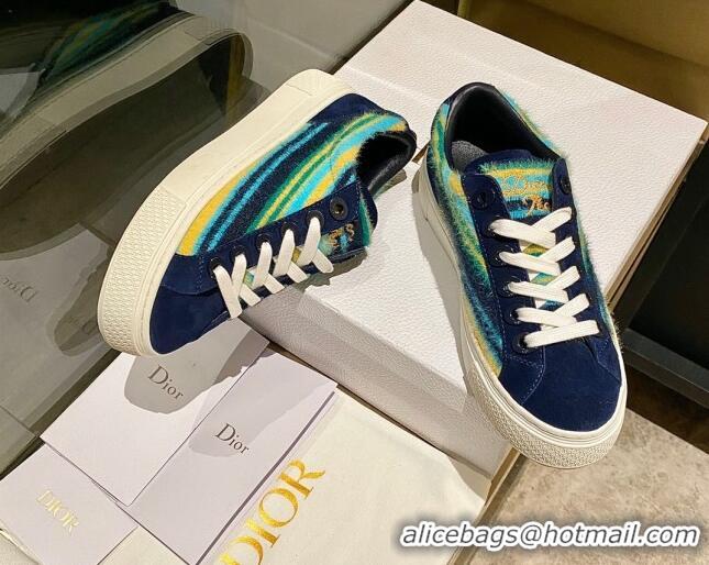 Stylish Dior Tears B33 Sneakers in Multicolor Fur and Suede Navy Blue 831049