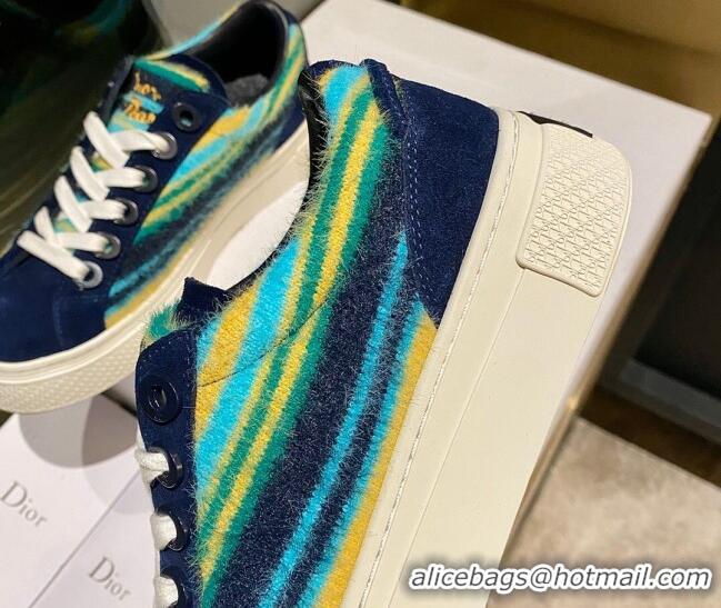 Stylish Dior Tears B33 Sneakers in Multicolor Fur and Suede Navy Blue 831049