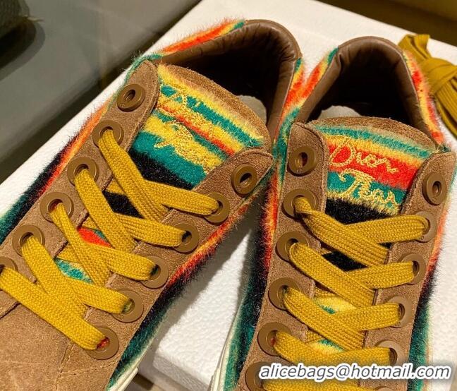 Hot Style Dior Tears B33 Sneakers in Yellow Multicolor Fur and Brown Suede 831050