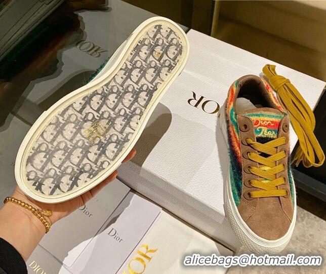 Hot Style Dior Tears B33 Sneakers in Yellow Multicolor Fur and Brown Suede 831050