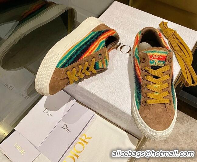 Hot Style Dior Tears B33 Sneakers in Yellow Multicolor Fur and Brown Suede 831050