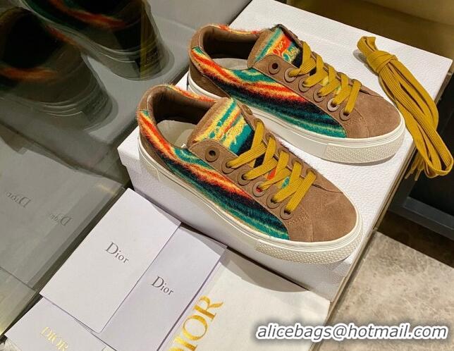 Hot Style Dior Tears B33 Sneakers in Yellow Multicolor Fur and Brown Suede 831050