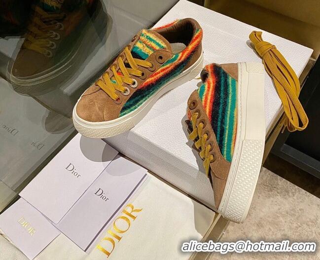 Hot Style Dior Tears B33 Sneakers in Yellow Multicolor Fur and Brown Suede 831050