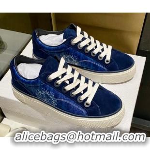 Sumptuous Dior x Denim Tears Sneakers in Oblique Fabric and Suede Dark Blue 831052