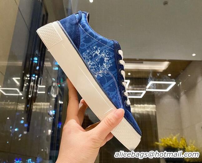 Sumptuous Dior x Denim Tears Sneakers in Oblique Fabric and Suede Dark Blue 831052