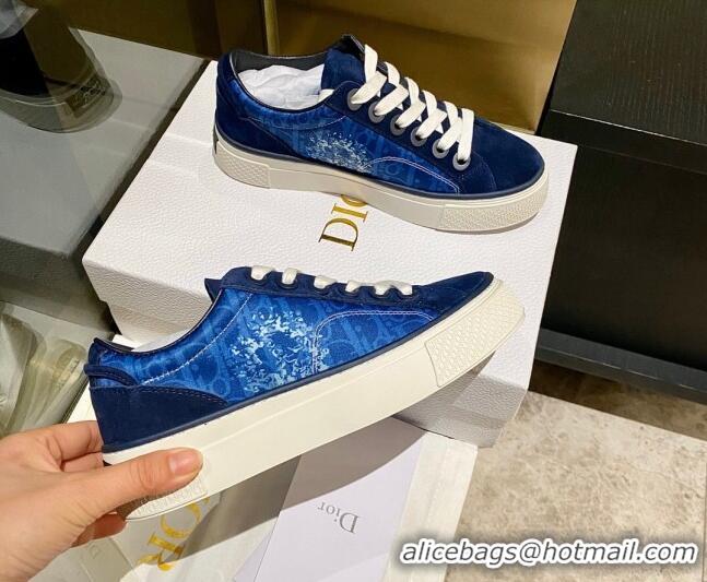 Sumptuous Dior x Denim Tears Sneakers in Oblique Fabric and Suede Dark Blue 831052