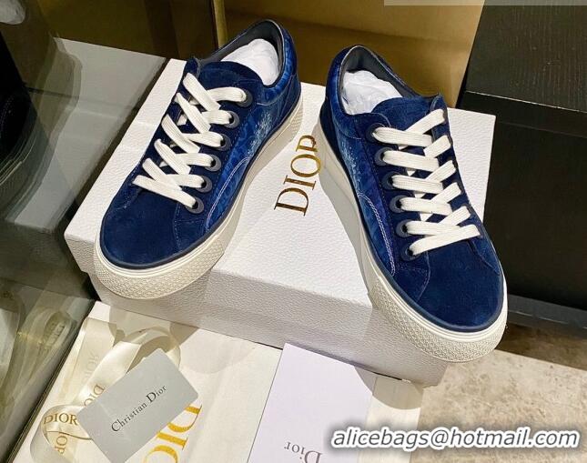 Sumptuous Dior x Denim Tears Sneakers in Oblique Fabric and Suede Dark Blue 831052