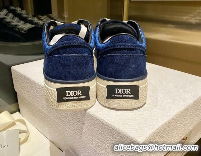 Sumptuous Dior x Denim Tears Sneakers in Oblique Fabric and Suede Dark Blue 831052