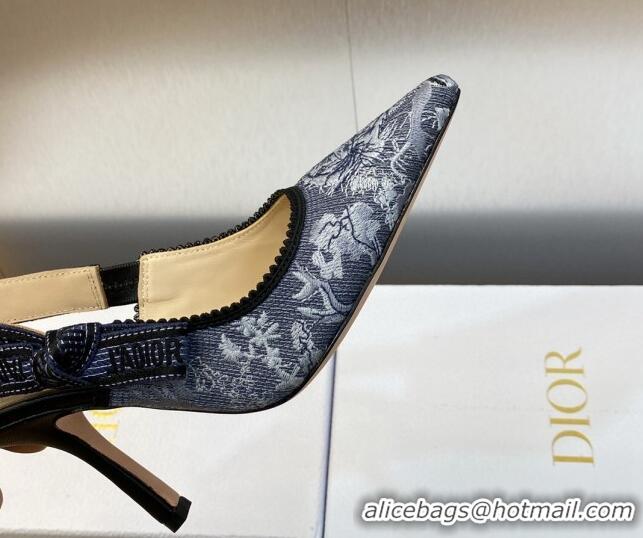 Good Product Dior J'Adior Slingback Pumps 9.5cm in Blue Multicolor Embroidered Denim with Toile de Jouy Sauvage Motif 90