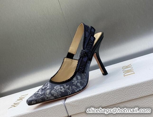 Good Product Dior J'Adior Slingback Pumps 9.5cm in Blue Multicolor Embroidered Denim with Toile de Jouy Sauvage Motif 90