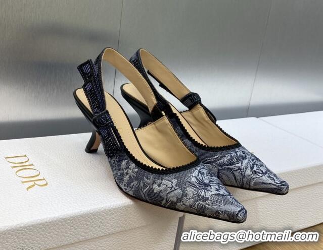 Trendy Design Dior J'Adior Slingback Pumps 6.5cm in Blue Multicolor Embroidered Denim with Toile de Jouy Sauvage Motif 9