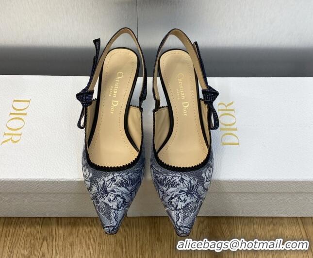 Trendy Design Dior J'Adior Slingback Pumps 6.5cm in Blue Multicolor Embroidered Denim with Toile de Jouy Sauvage Motif 9