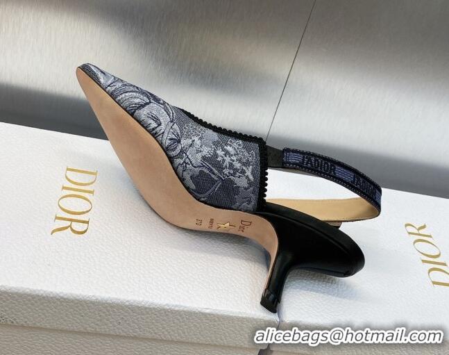 Trendy Design Dior J'Adior Slingback Pumps 6.5cm in Blue Multicolor Embroidered Denim with Toile de Jouy Sauvage Motif 9