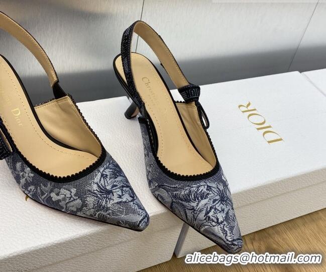 Trendy Design Dior J'Adior Slingback Pumps 6.5cm in Blue Multicolor Embroidered Denim with Toile de Jouy Sauvage Motif 9