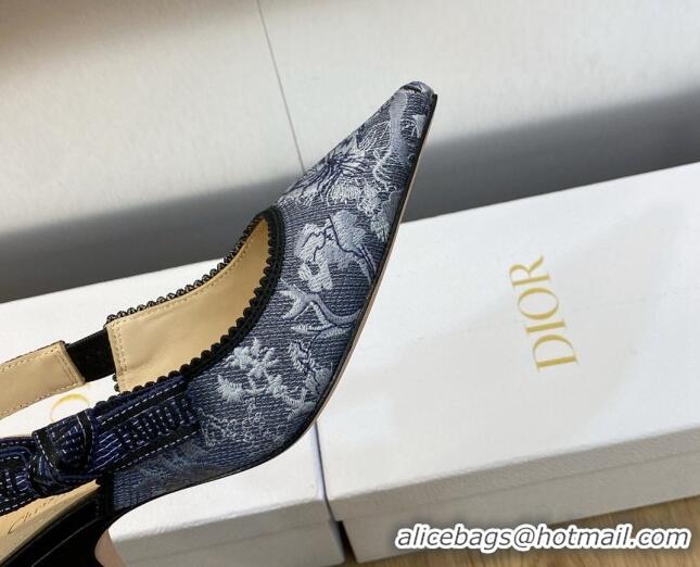 Trendy Design Dior J'Adior Slingback Pumps 6.5cm in Blue Multicolor Embroidered Denim with Toile de Jouy Sauvage Motif 9