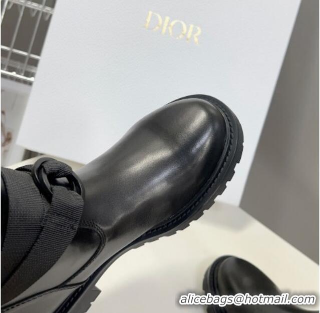 Generous Dior D-Major Medium Boots in Calfskin Leather Black 902009