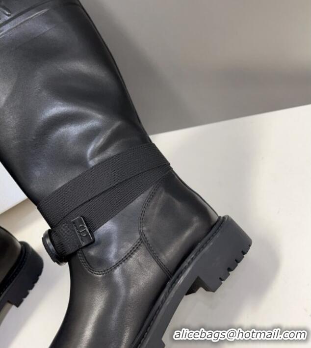 Generous Dior D-Major Medium Boots in Calfskin Leather Black 902009