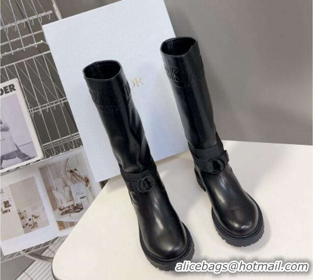 Generous Dior D-Major Medium Boots in Calfskin Leather Black 902009