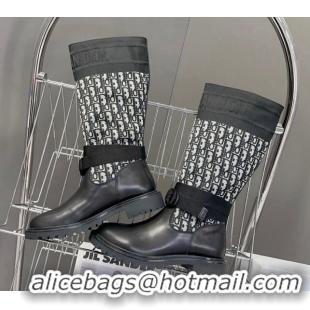 Top Grade Dior D-Major Medium Boots in Oblique Fabric and Calfskin 902012