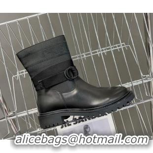 Good Quality Dior D-Major Ankle Boots in Fabric and Calfskin All Black 902015