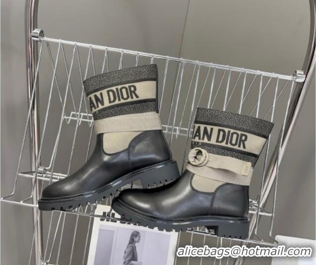 Pretty Style Dior D-Major Ankle Boots in Fabric and Calfskin Light Beige 902018