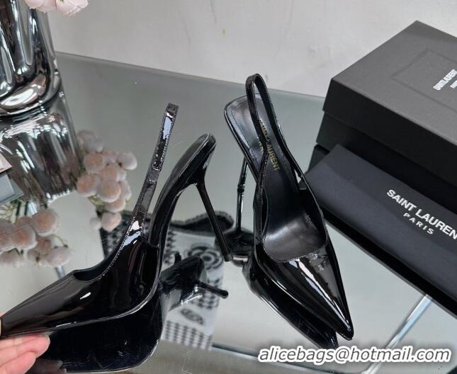 Charming Saint Laurent Blade Slingback Pumps 11cm in Patent Leather Black 614068