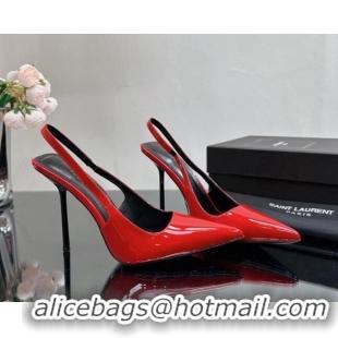 Leisure Saint Laurent Blade Slingback Pumps 11cm in Patent Leather Red 614070