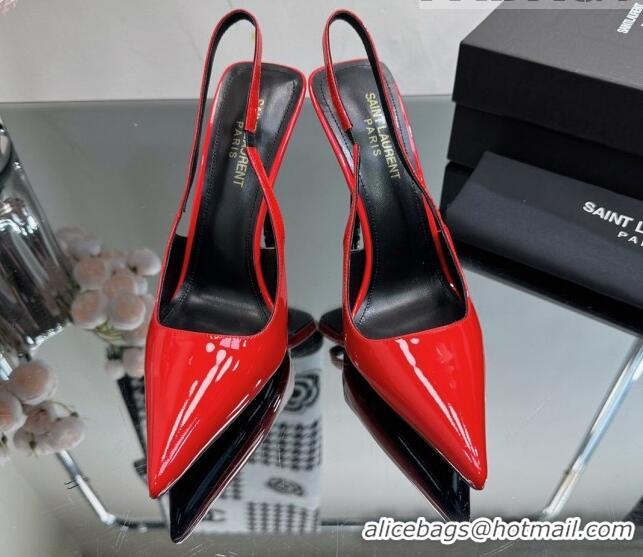 Leisure Saint Laurent Blade Slingback Pumps 11cm in Patent Leather Red 614070